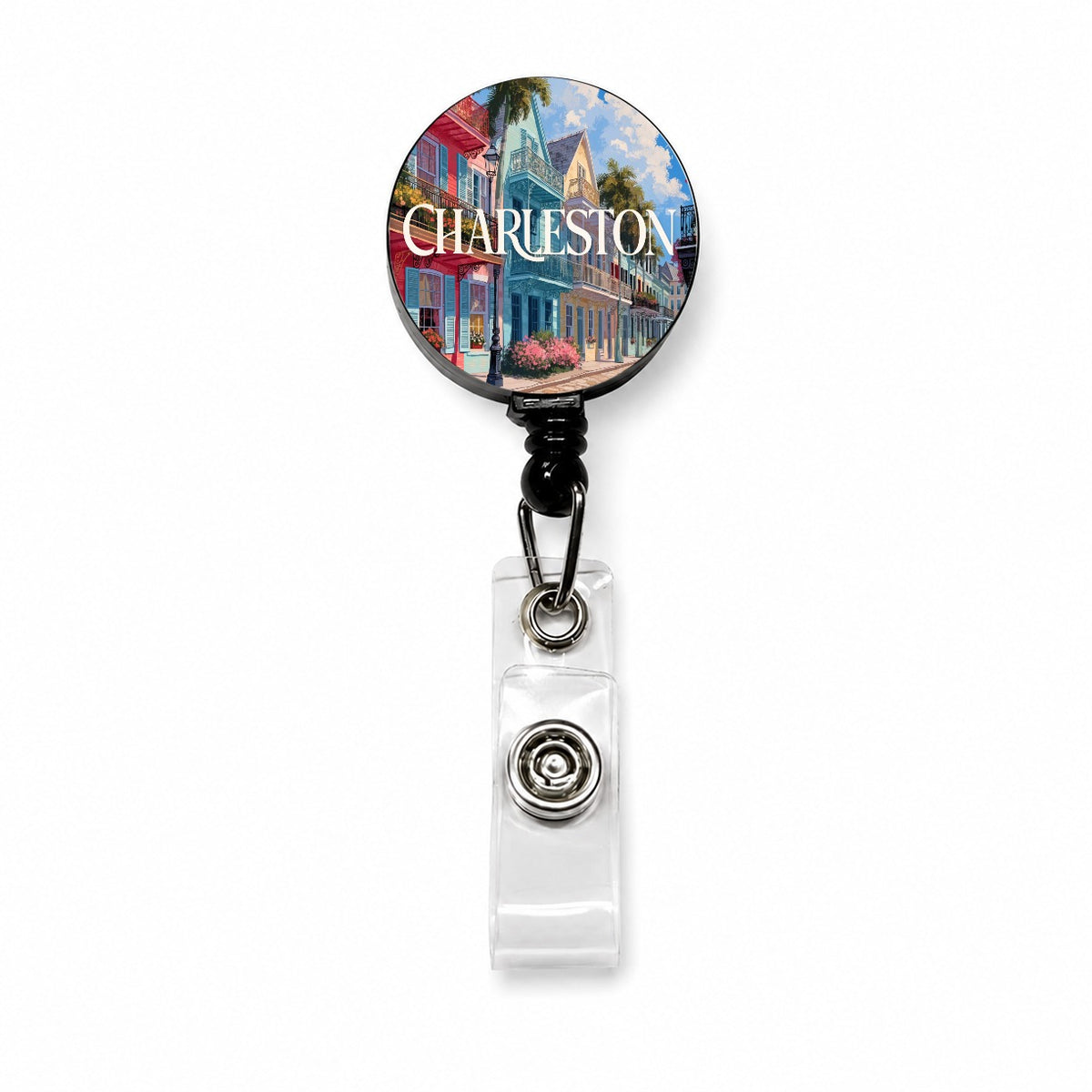 Charleston South Carolina Travel Retractable ID Key Card Name Tag Badge Holder with Clip