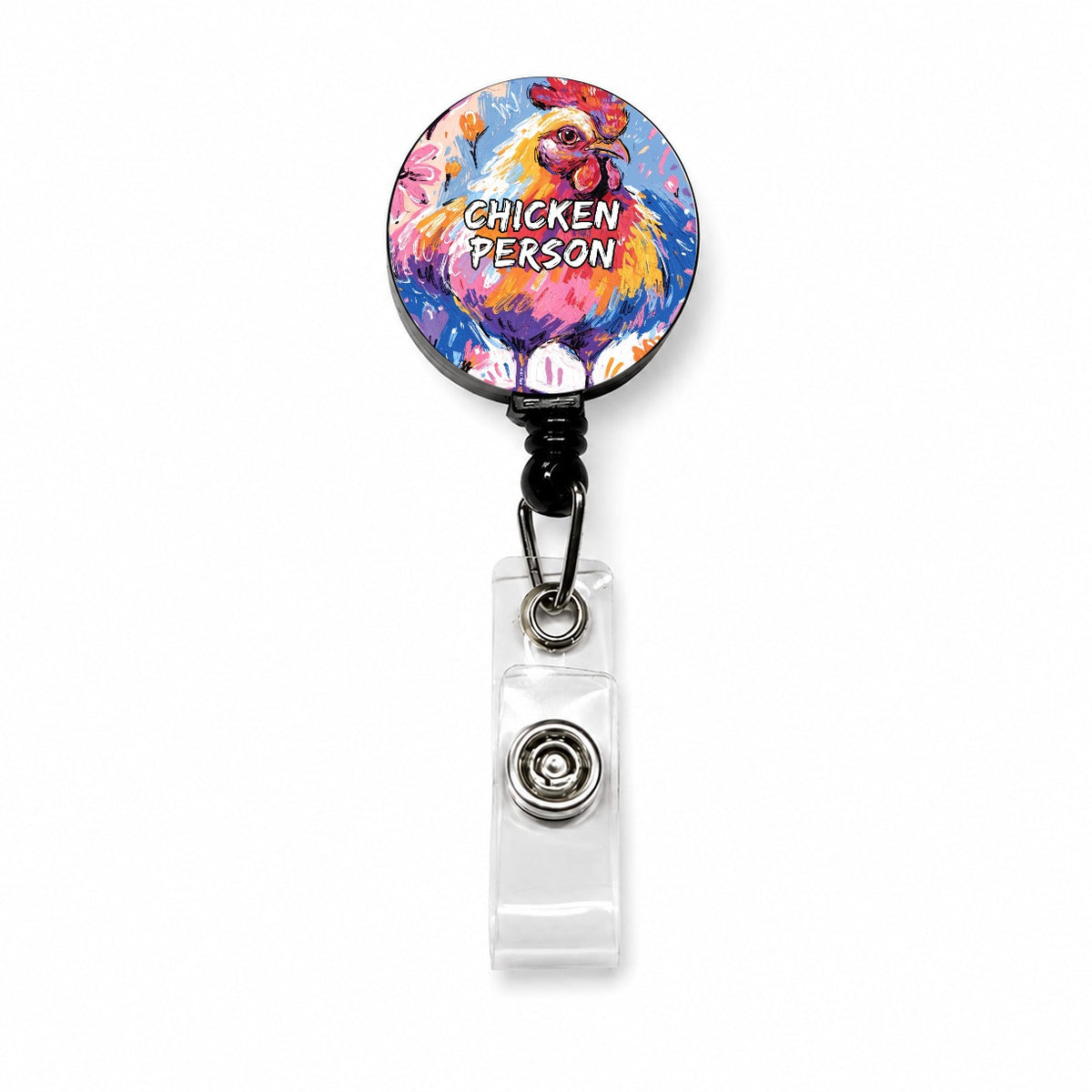 Chicken Person Funny Retractable ID Key Card Name Tag Badge Holder with Clip