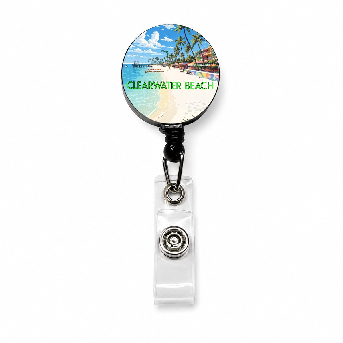 Clearwater Beach Florida Travel Retractable ID Key Card Name Tag Badge Holder with Clip