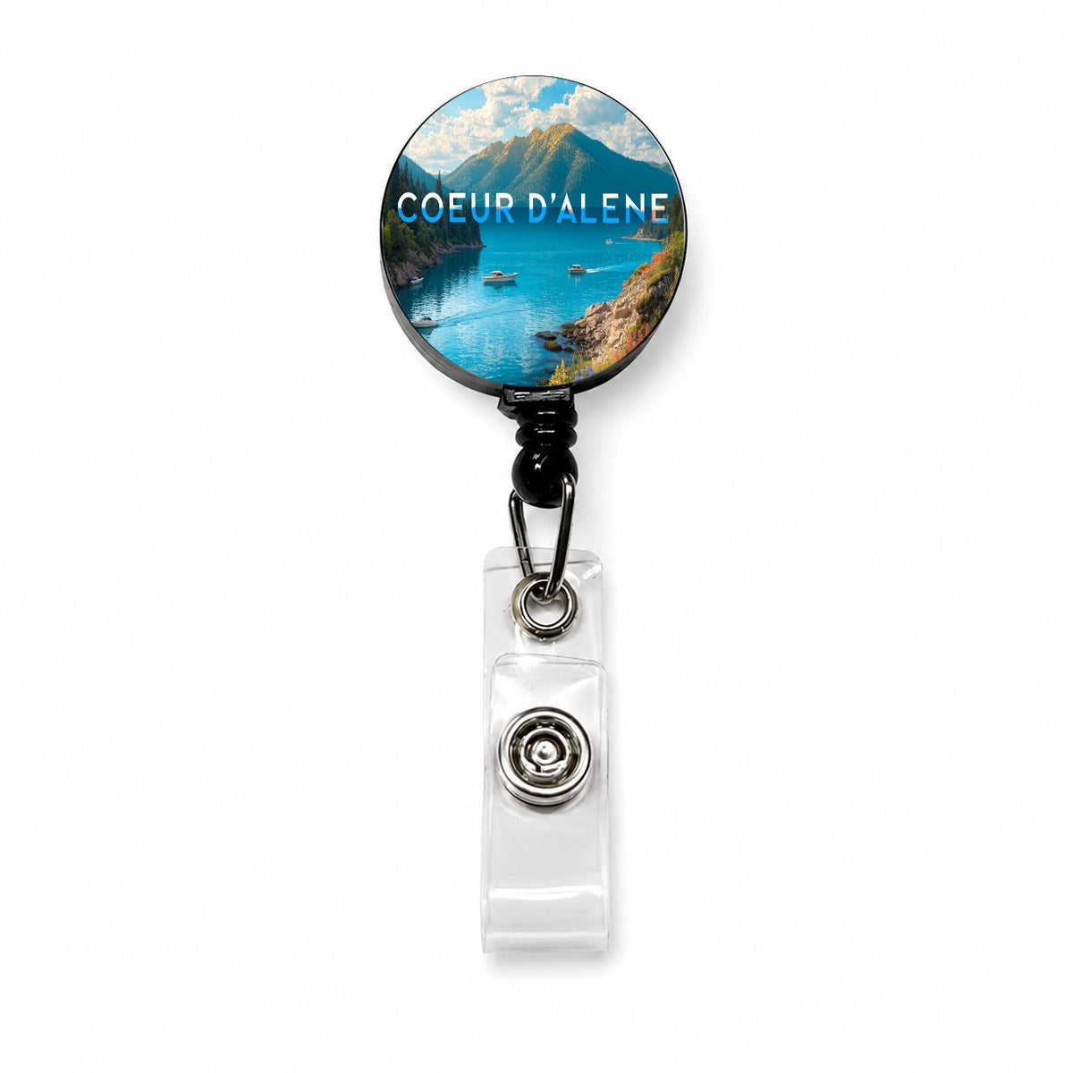Coeur d'Alene Idaho Travel Retractable ID Key Card Name Tag Badge Holder with Clip