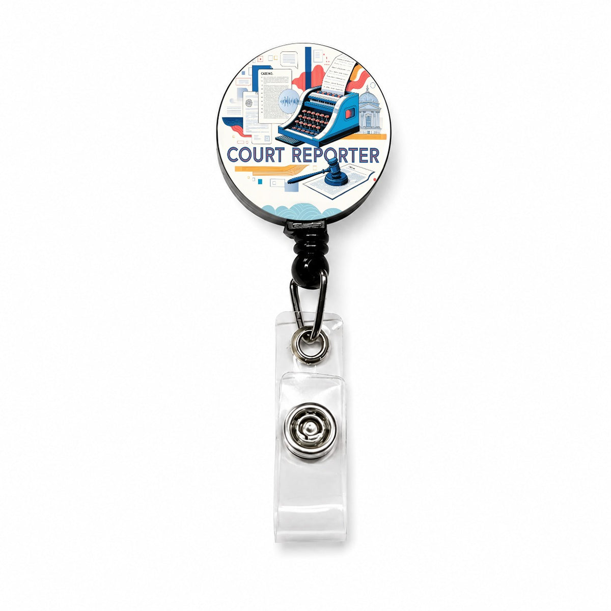 Court Reporter Retractable ID Key Card Name Tag Badge Holder with Clip