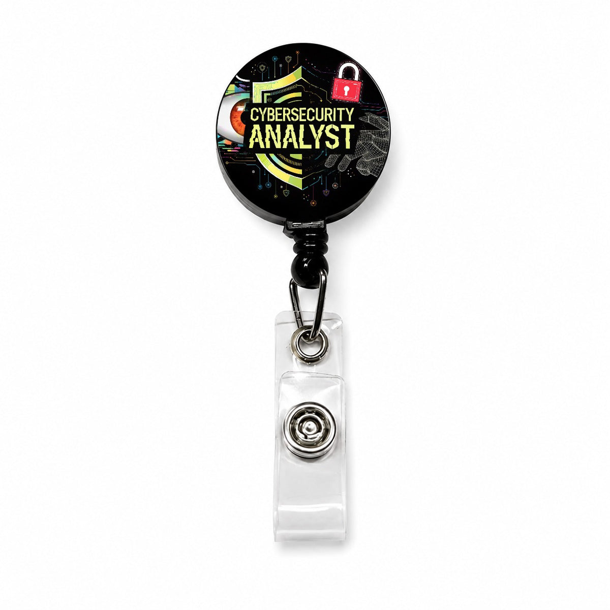 Cybersecurity Analyst Retractable ID Key Card Name Tag Badge Holder with Clip
