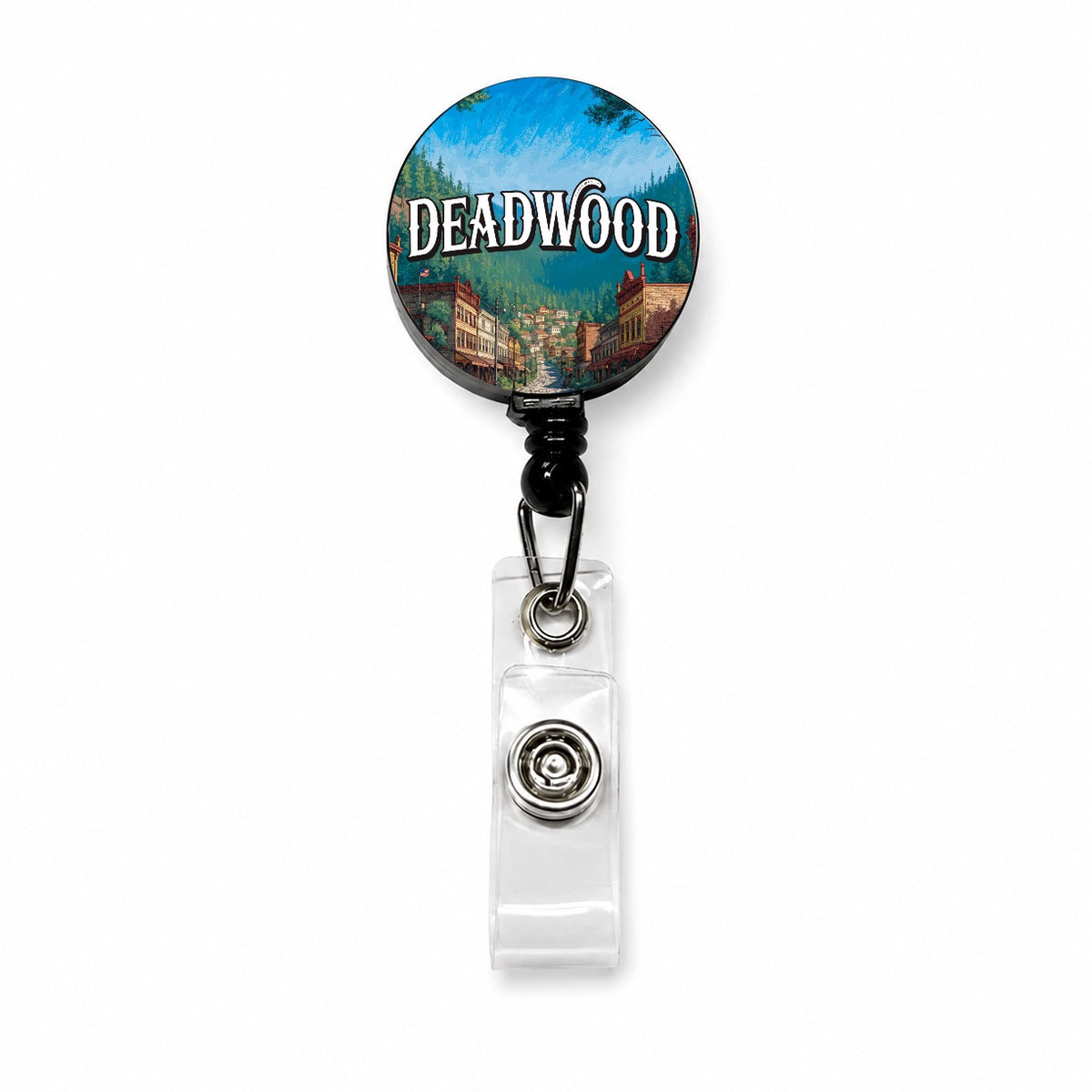 Deadwood South Dakota Travel Retractable ID Key Card Name Tag Badge Holder with Clip