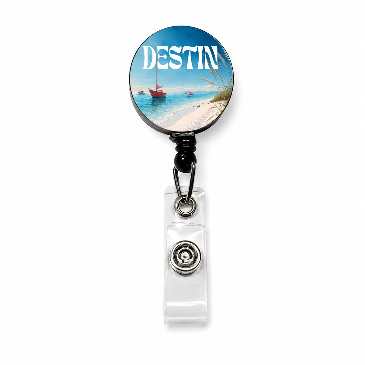 Destin Florida Travel Retractable ID Key Card Name Tag Badge Holder with Clip