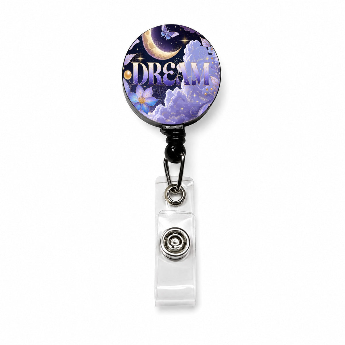 Dream Moon Sky Dreamer Retractable ID Key Card Name Tag Badge Holder with Clip
