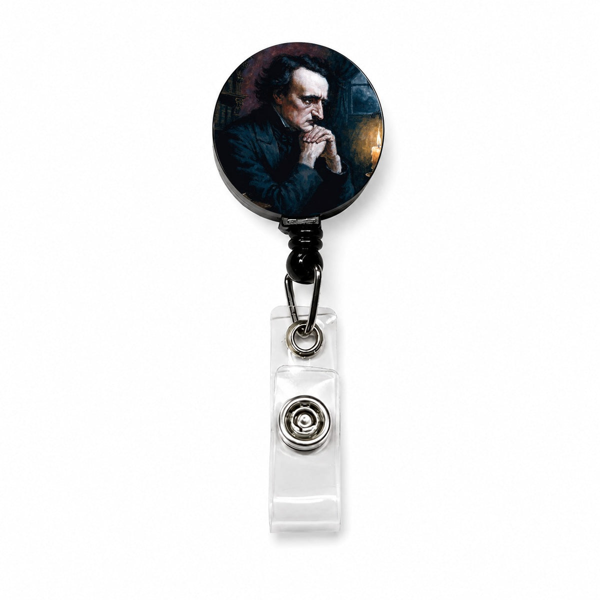 Edgar Allan Poe Author Retractable ID Key Card Name Tag Badge Holder with Clip