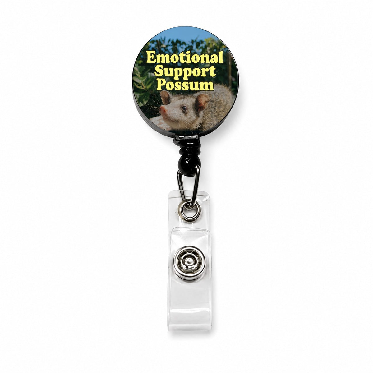 Emotional Support Possum Funny Retractable ID Key Card Name Tag Badge Holder with Clip