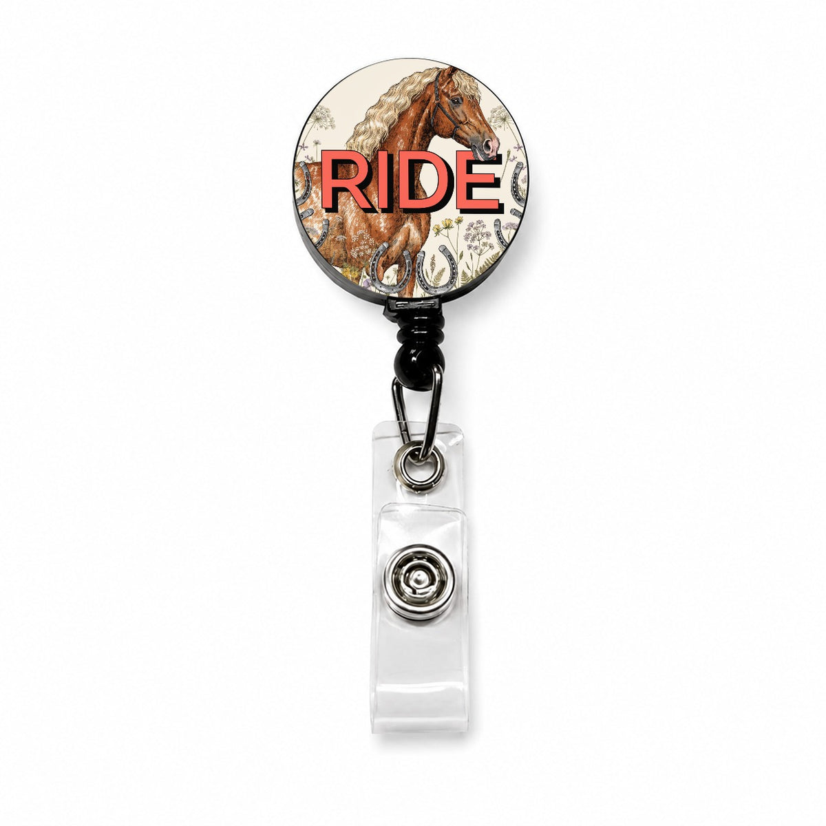 Equestrian Horse Riding Retractable ID Key Card Name Tag Badge Holder with Clip