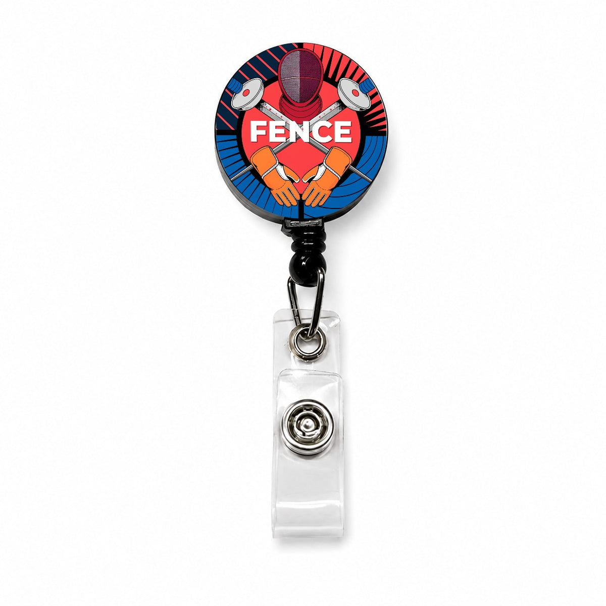 Fencing Foils Mask Retractable ID Key Card Name Tag Badge Holder with Clip