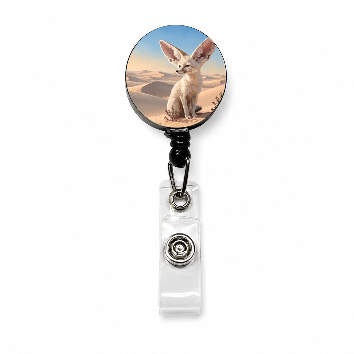 Fennec Fox Desert Retractable ID Key Card Name Tag Badge Holder with Clip