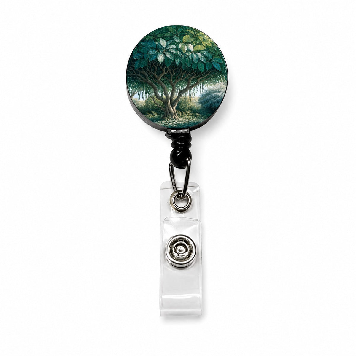 Ficus Tree Botanical Retractable ID Key Card Name Tag Badge Holder with Clip