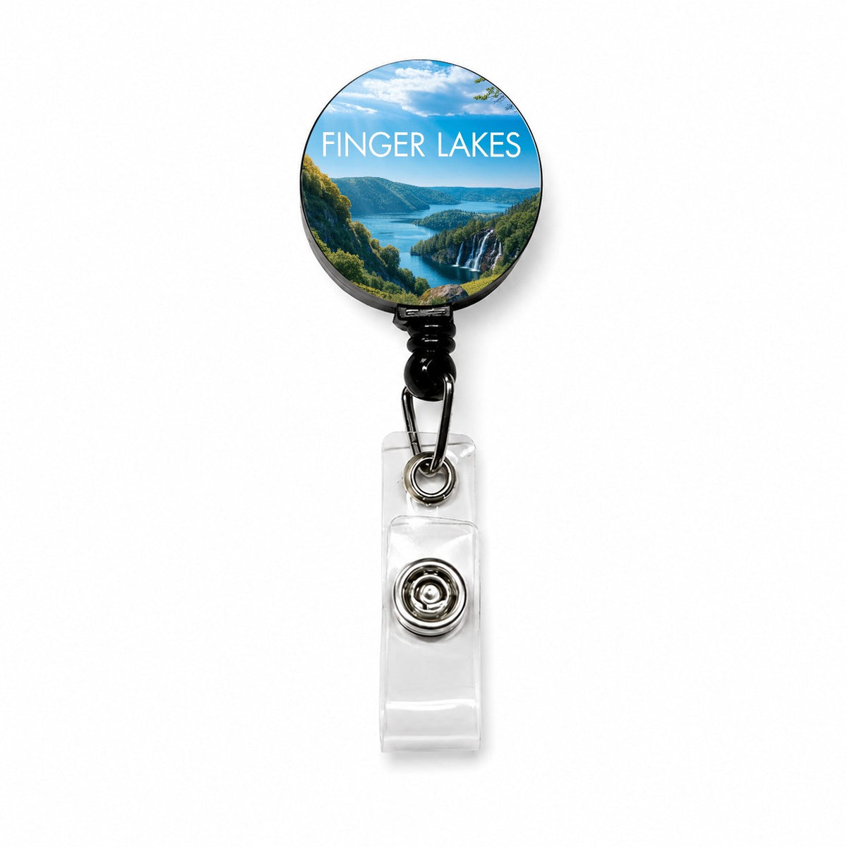 Finger Lakes New York Travel Retractable ID Key Card Name Tag Badge Holder with Clip