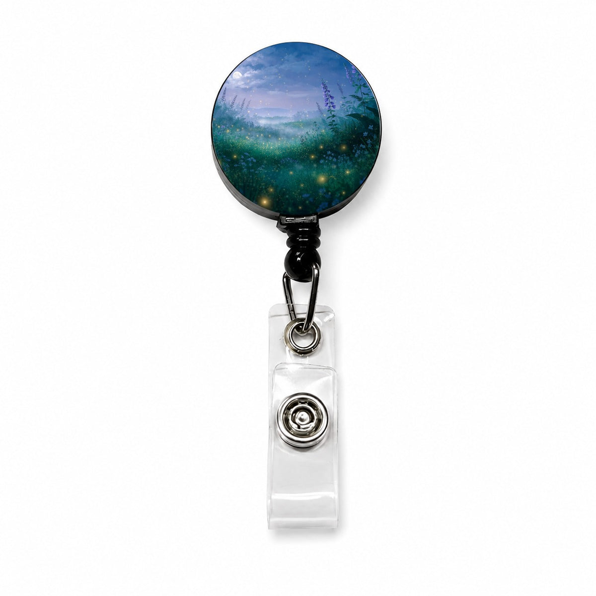 Fireflies Moonlit Wildflower Meadow Retractable ID Key Card Name Tag Badge Holder with Clip