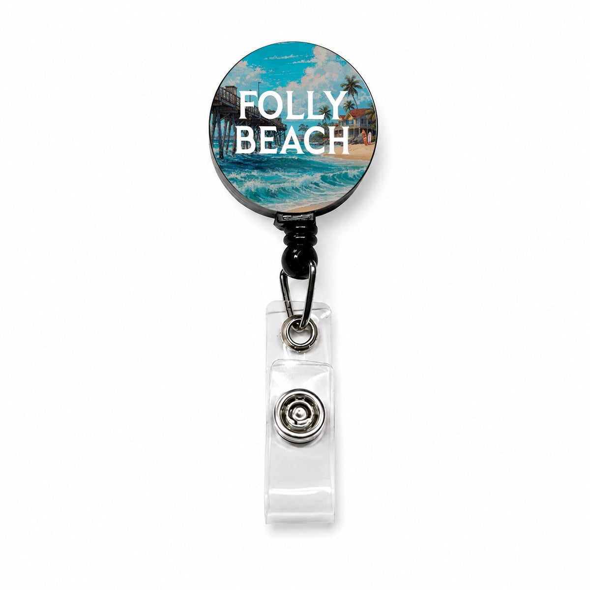 Folly Beach South Carolina Travel Retractable ID Key Card Name Tag Badge Holder with Clip