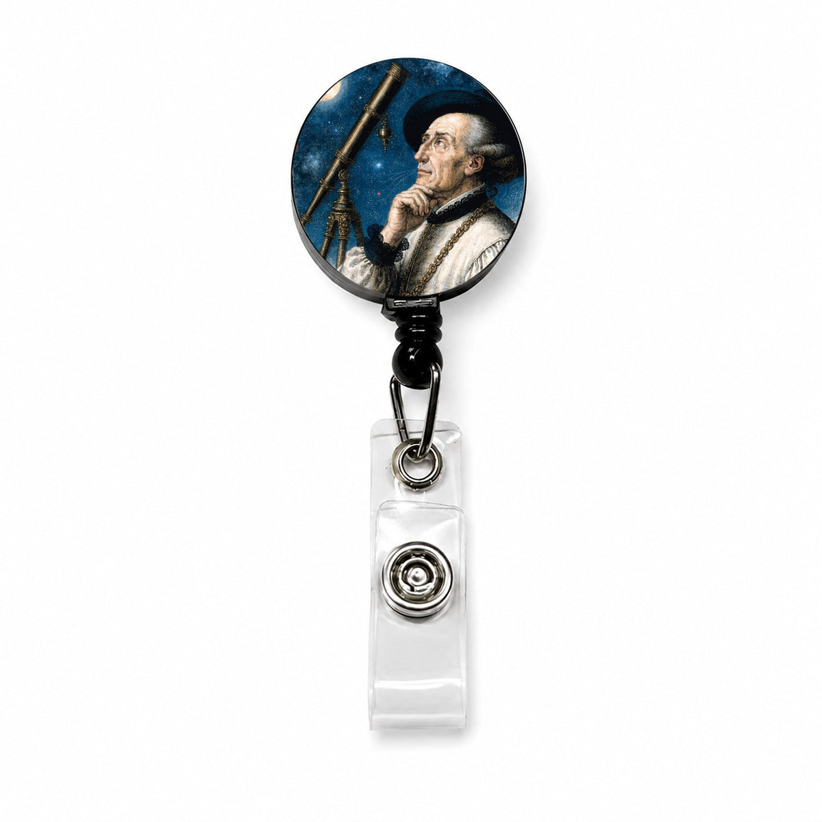 Galileo Galilei Astronomer Retractable ID Key Card Name Tag Badge Holder with Clip
