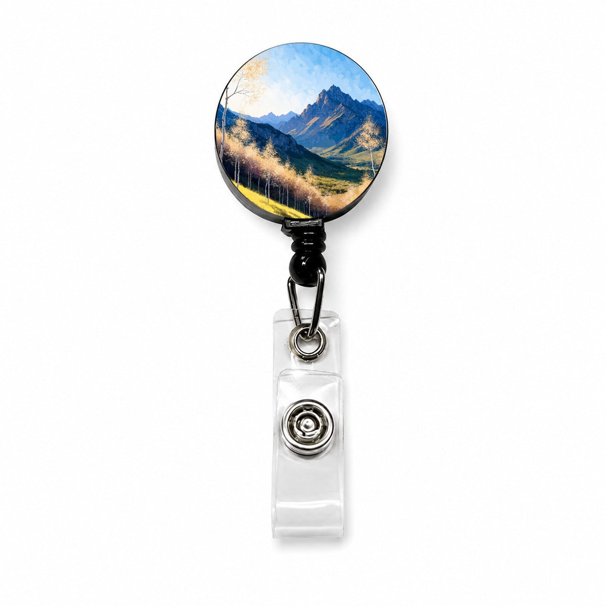 Golden Aspen Mountain Forest Retractable ID Key Card Name Tag Badge Holder with Clip
