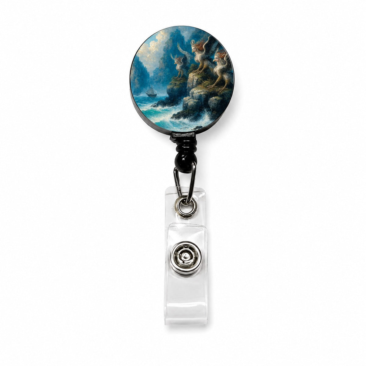 Greek Mythology Sirens Retractable ID Key Card Name Tag Badge Holder with Clip