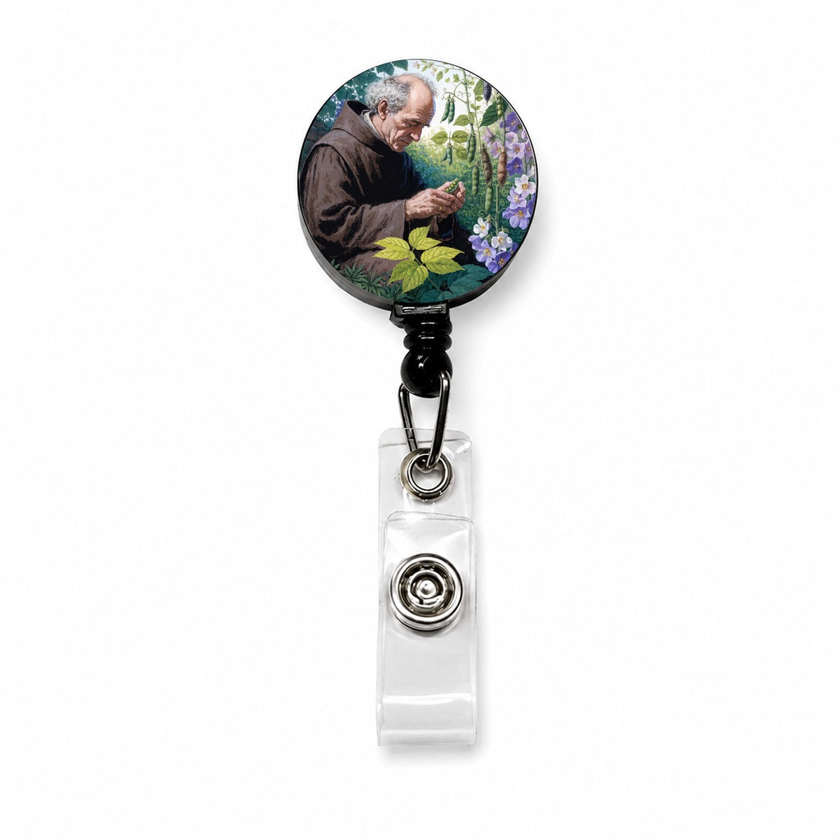 Gregor Mendel Geneticist Retractable ID Key Card Name Tag Badge Holder with Clip