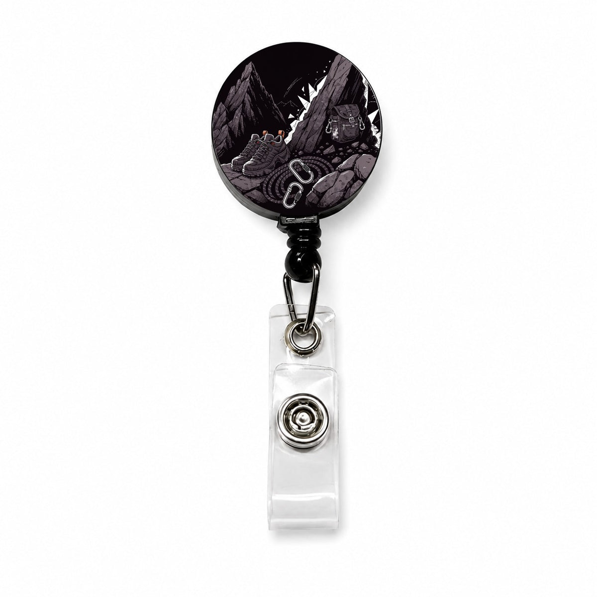 Hiking Rock Climbing Gear Dark Mountain Retractable ID Key Card Name Tag Badge Holder with Clip