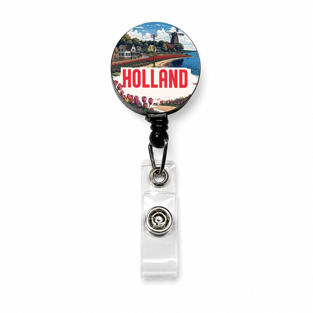 Holland Michigan Travel Retractable ID Key Card Name Tag Badge Holder with Clip