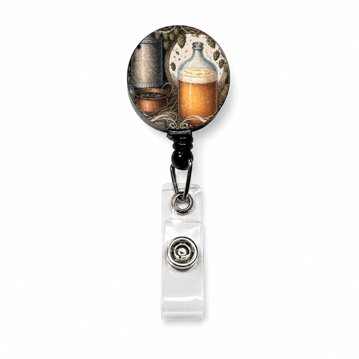 Home Brewing Beer Retractable ID Key Card Name Tag Badge Holder with Clip