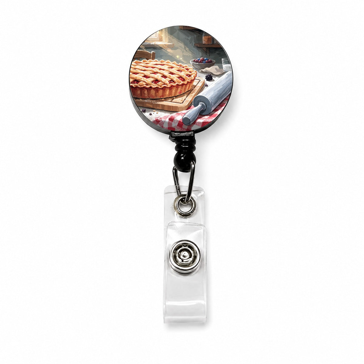 Homemade Pie Baking Retractable ID Key Card Name Tag Badge Holder with Clip