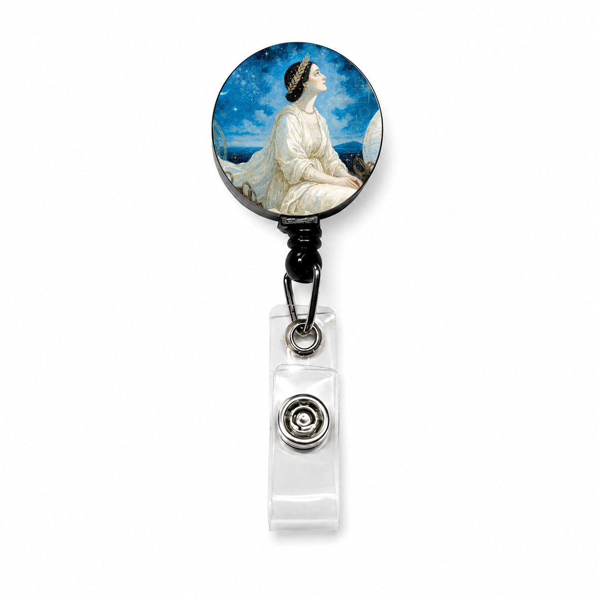 Hypatia Ancient Astronomer Retractable ID Key Card Name Tag Badge Holder with Clip