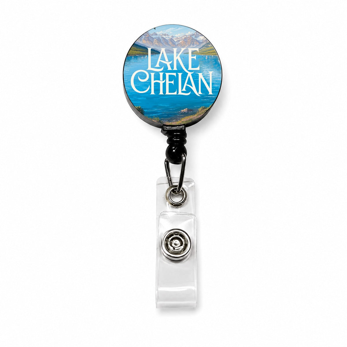 Lake Chelan Washington Travel Retractable ID Key Card Name Tag Badge Holder with Clip