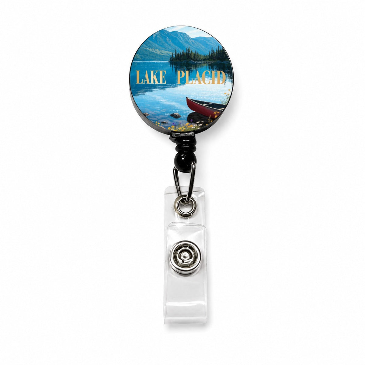 Lake Placid New York Travel Retractable ID Key Card Name Tag Badge Holder with Clip