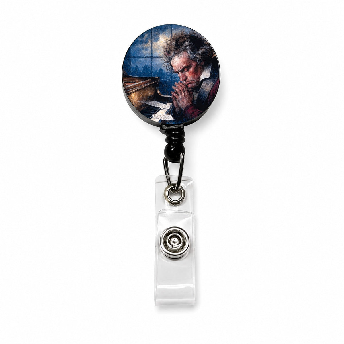 Ludwig Van Beethoven Composer Retractable ID Key Card Name Tag Badge Holder with Clip