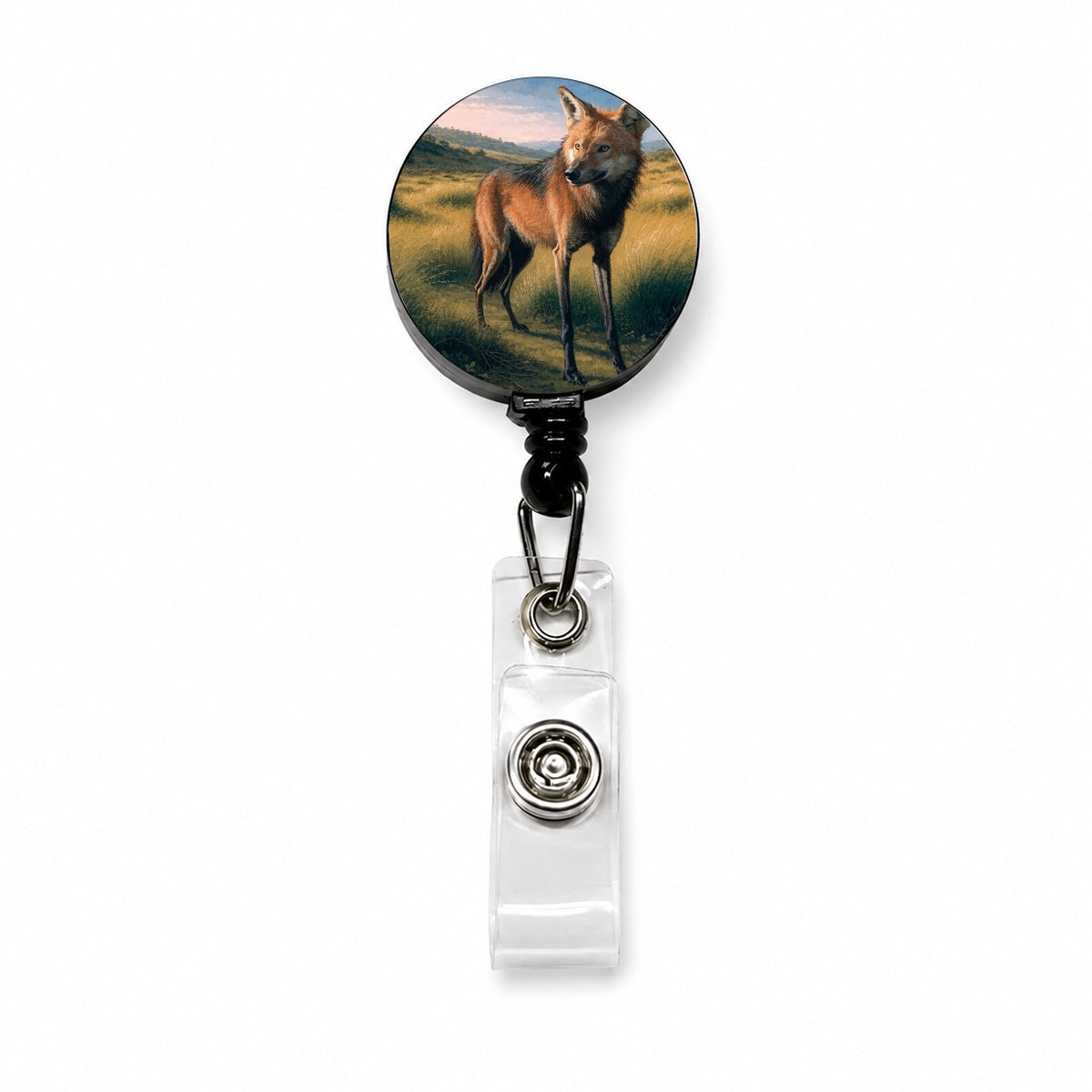 Maned Wolf Grasslands Retractable ID Key Card Name Tag Badge Holder with Clip