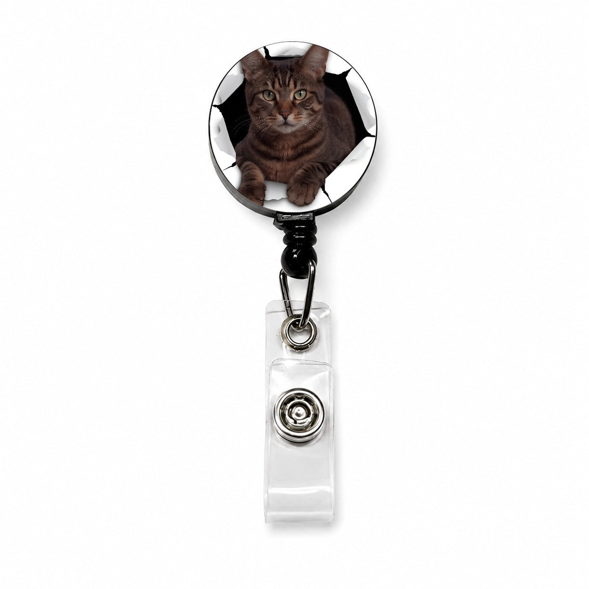 Manx Cat Breakout Retractable ID Key Card Name Tag Badge Holder with Clip