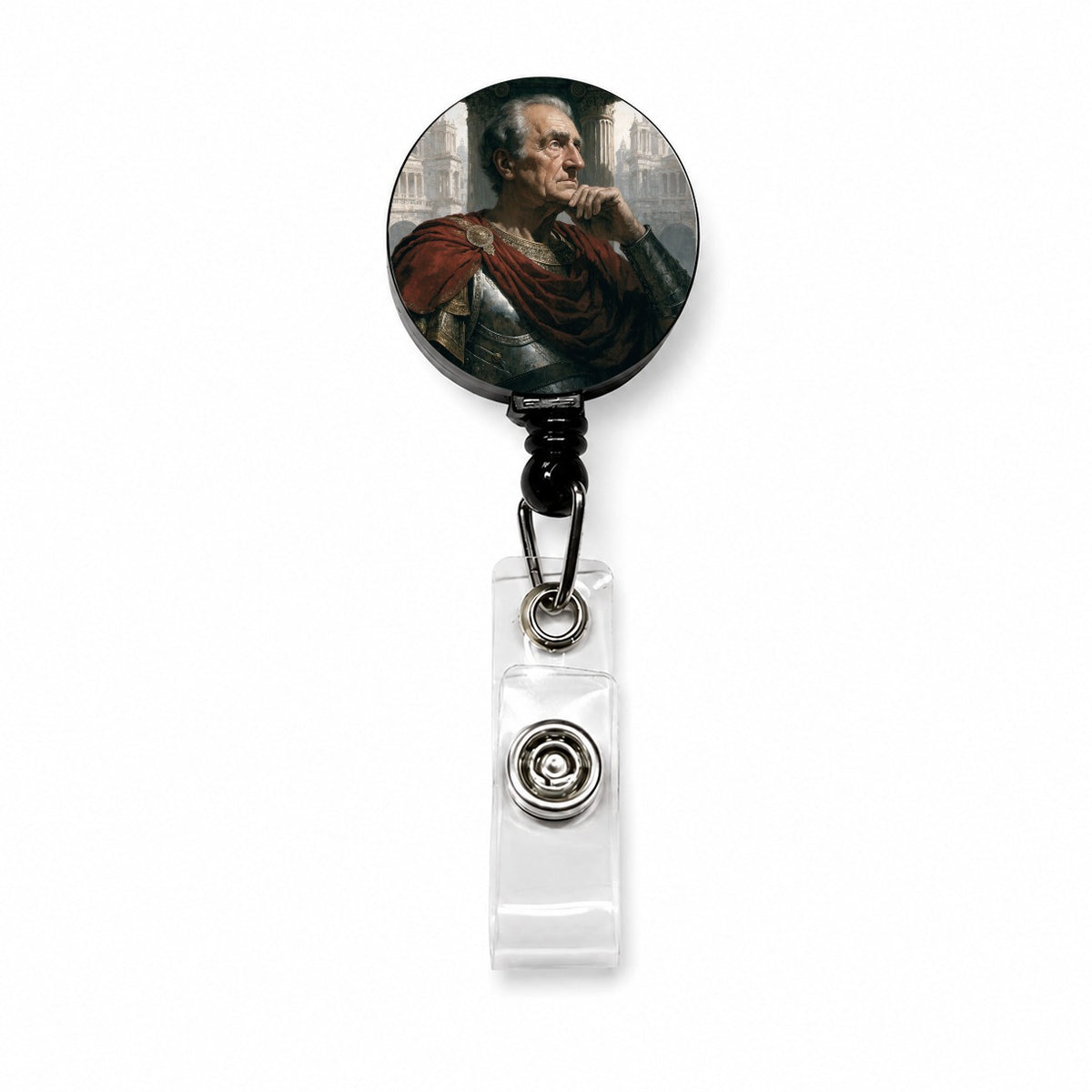 Marcus Aurelius Roman Emperor Retractable ID Key Card Name Tag Badge Holder with Clip