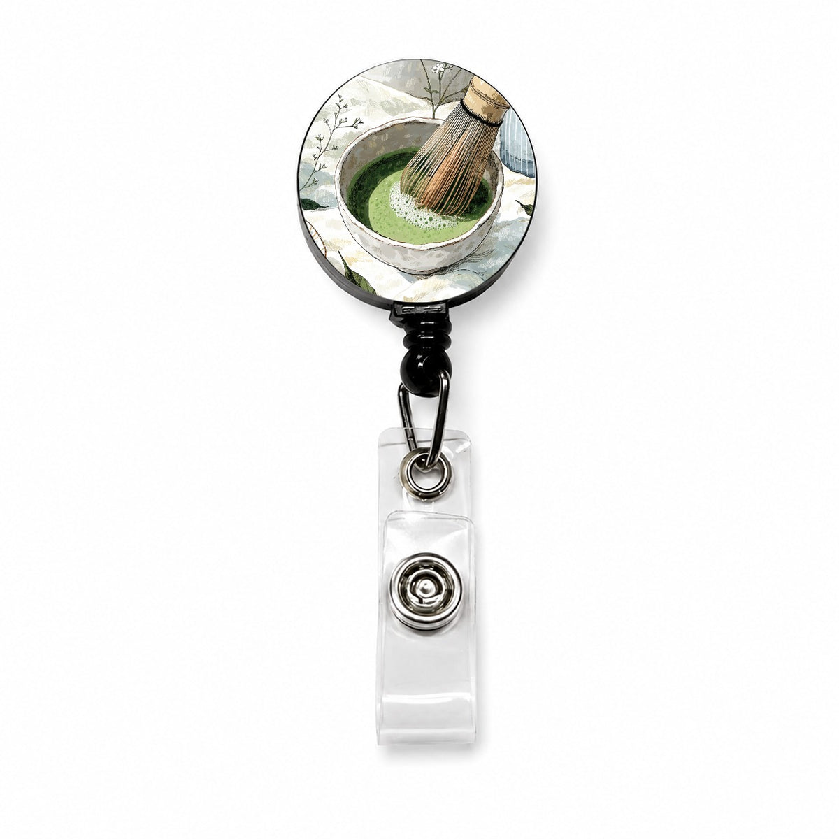 Matcha Tea Quaint Retractable ID Key Card Name Tag Badge Holder with Clip