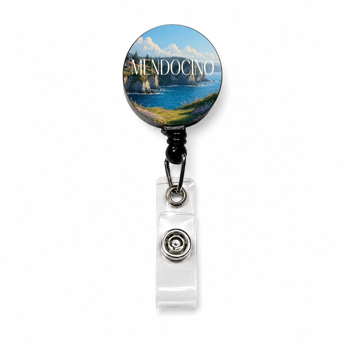 Mendocino California Retractable ID Key Card Name Tag Badge Holder with Clip