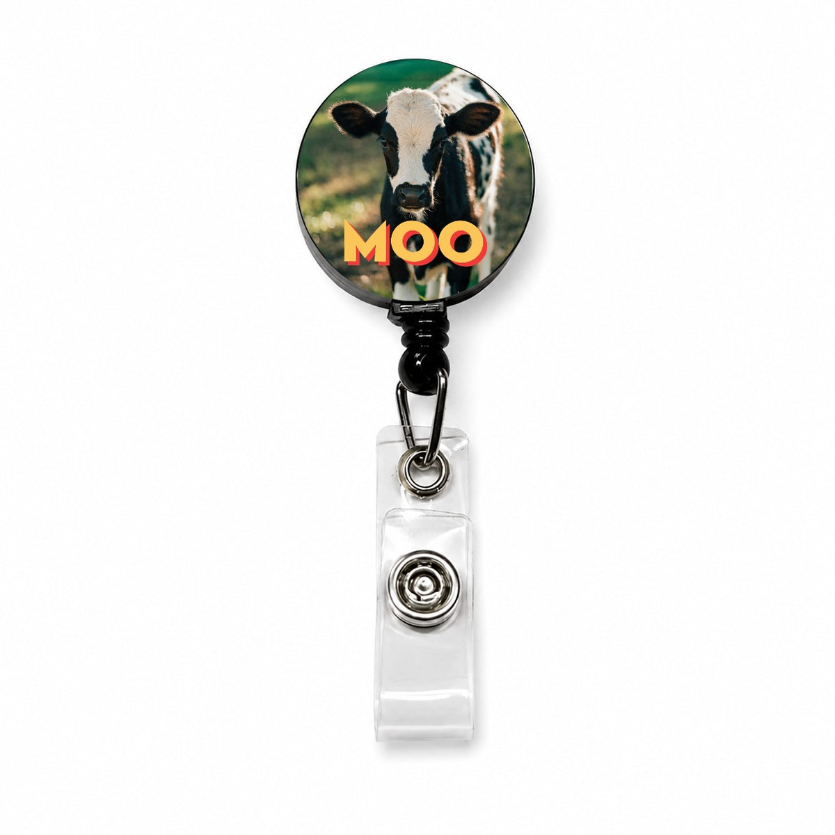 Moo Cow Funny Photo Retractable ID Key Card Name Tag Badge Holder with Clip
