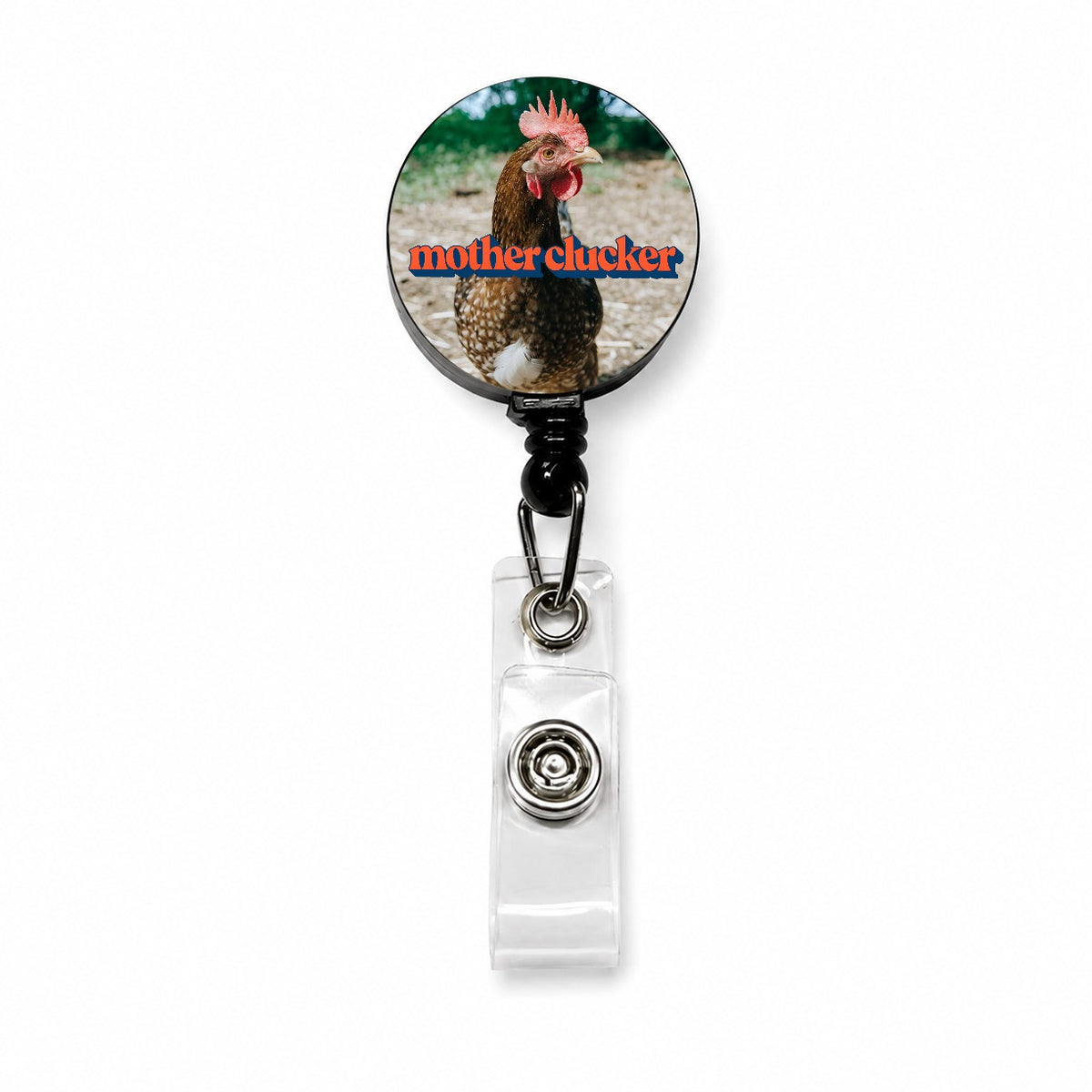 Mother Clucker Chicken Funny Retractable ID Key Card Name Tag Badge Holder with Clip