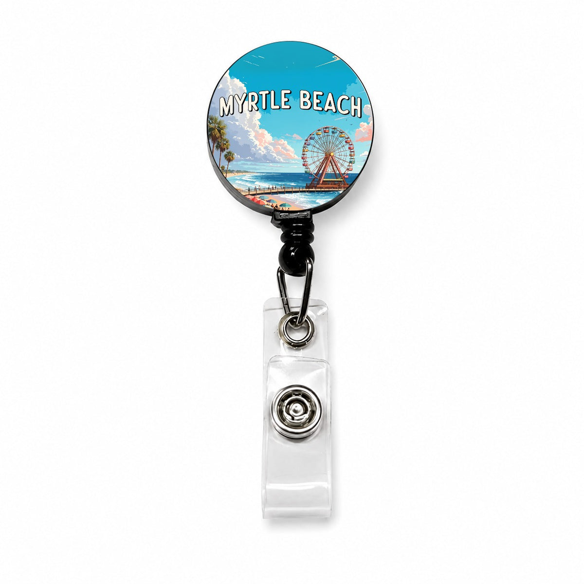 Myrtle Beach South Carolina Travel Retractable ID Key Card Name Tag Badge Holder with Clip