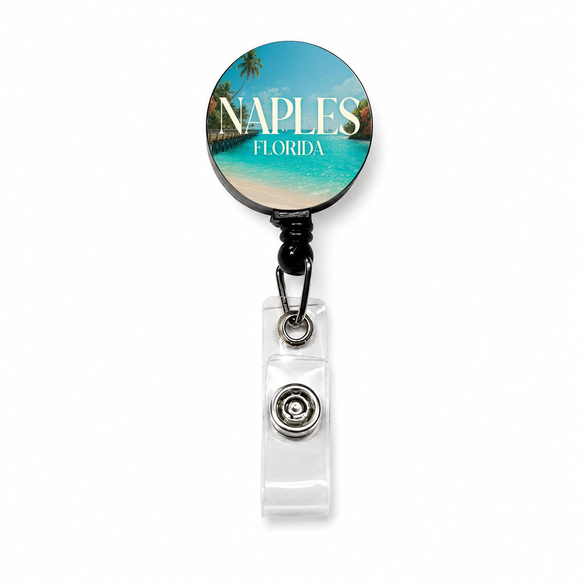 Naples Florida Travel Retractable ID Key Card Name Tag Badge Holder with Clip
