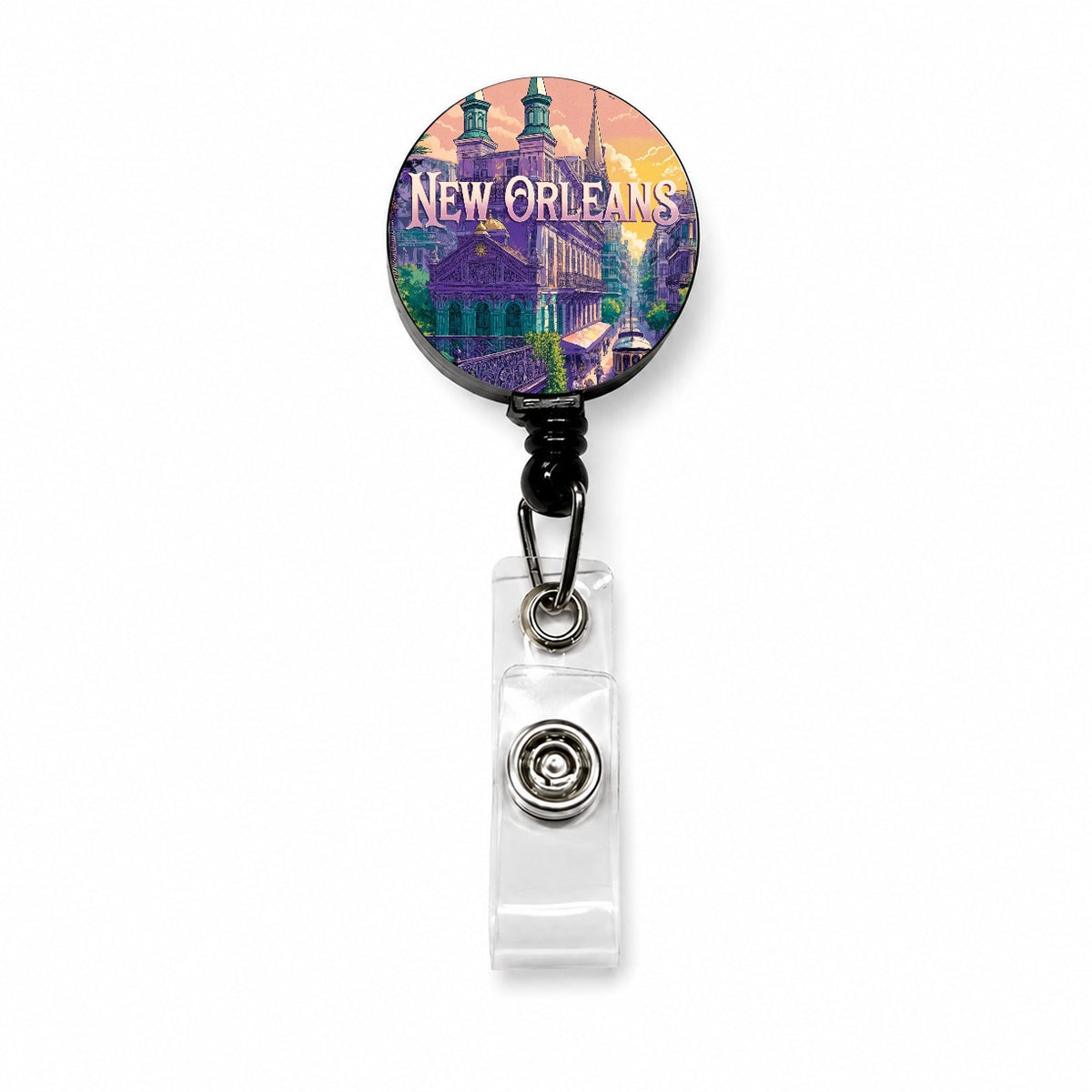 New Orleans Louisiana Travel City Retractable ID Key Card Name Tag Badge Holder with Clip