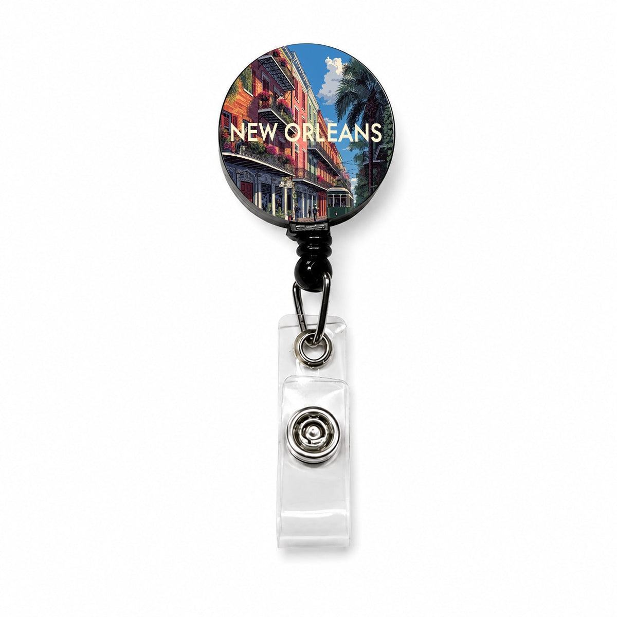New Orleans Louisiana Travel Retractable ID Key Card Name Tag Badge Holder with Clip