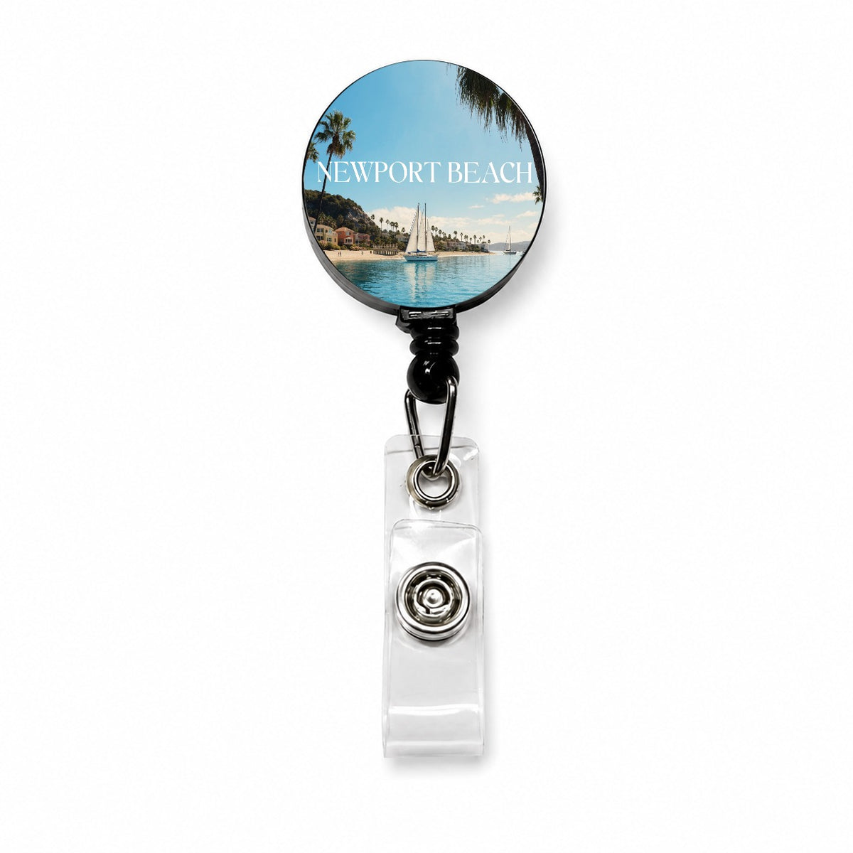 Newport Beach California Travel Retractable ID Key Card Name Tag Badge Holder with Clip