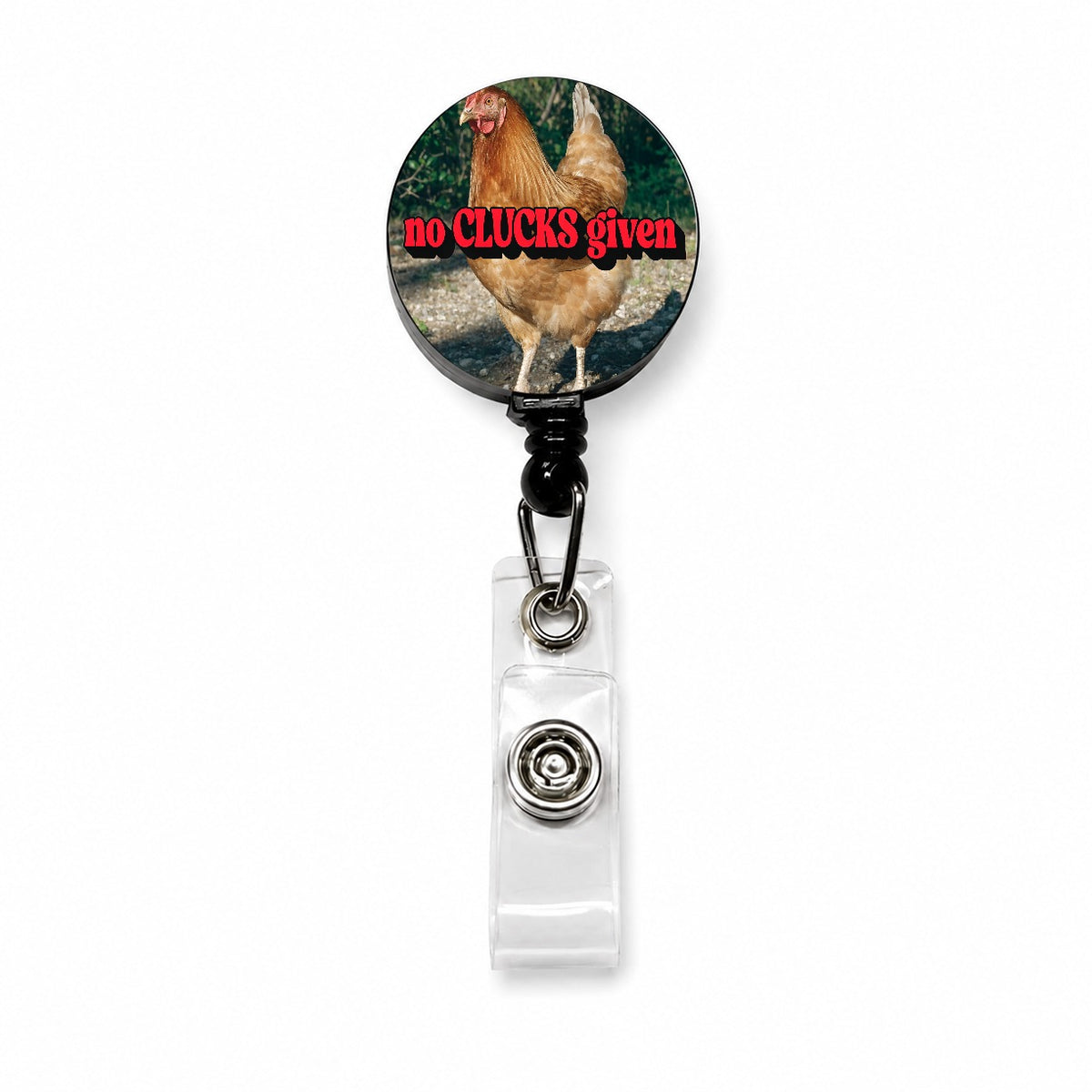 No Clucks Given Chicken Funny Retractable ID Key Card Name Tag Badge Holder with Clip