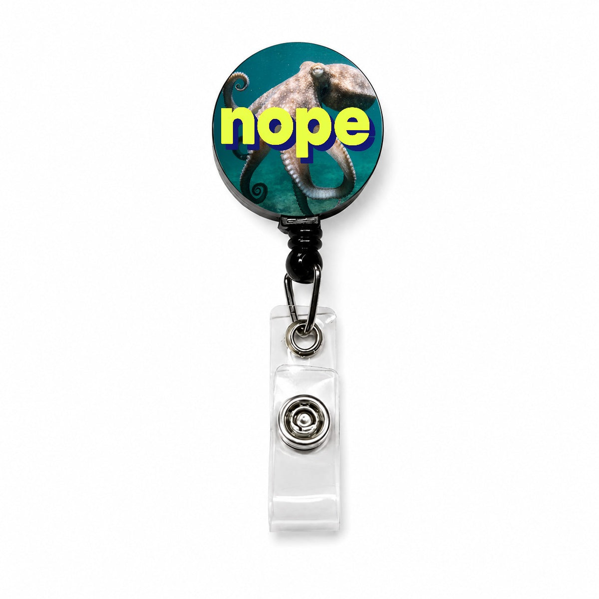 Nope Octopus Funny Retractable ID Key Card Name Tag Badge Holder with Clip