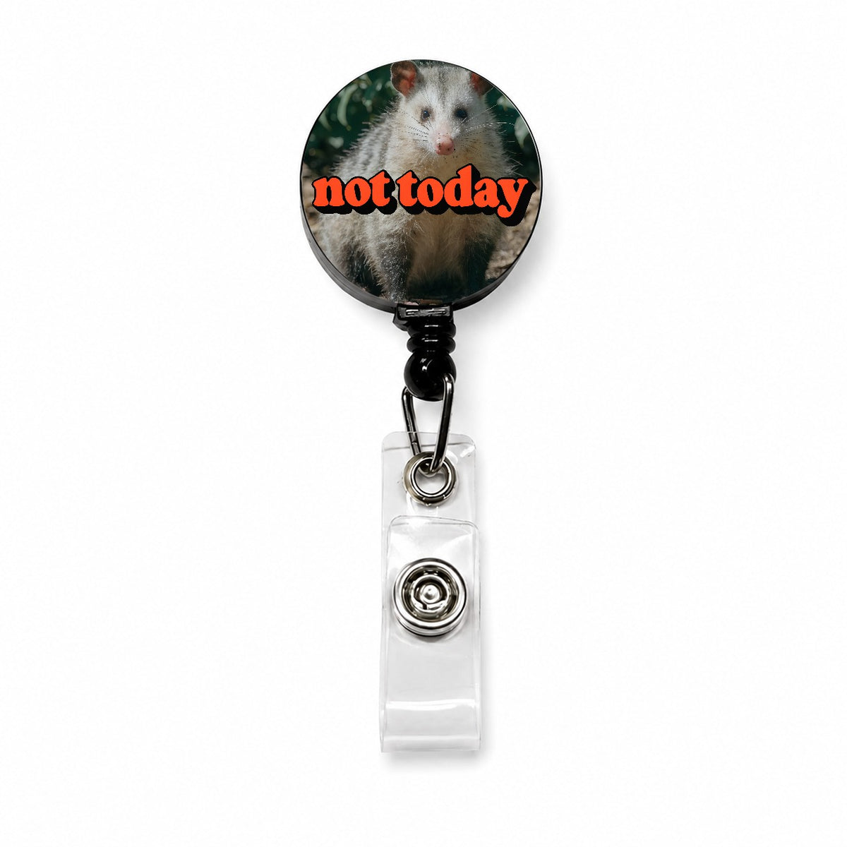 Not Today Opossum Funny Retractable ID Key Card Name Tag Badge Holder with Clip