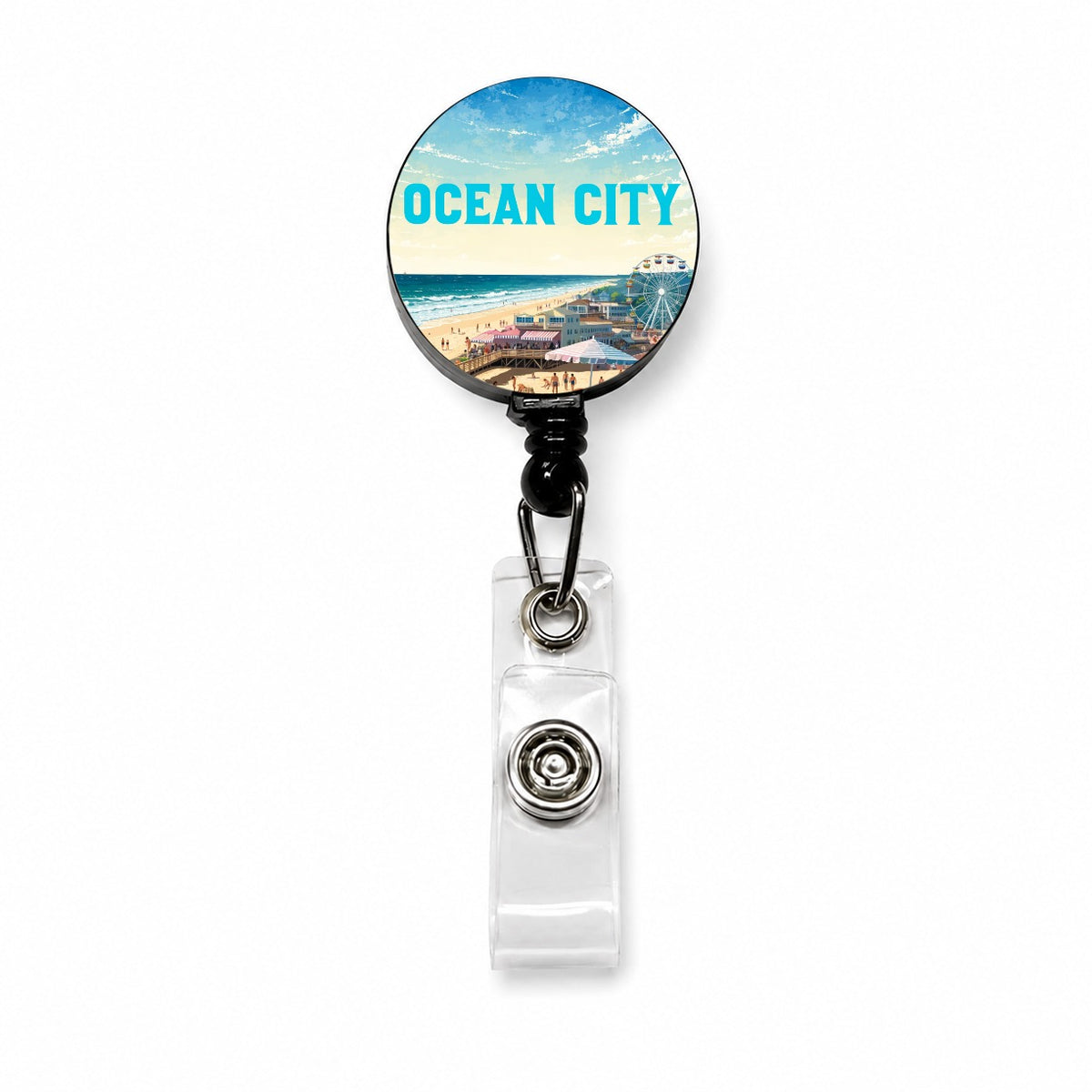 Ocean City Maryland Travel Retractable ID Key Card Name Tag Badge Holder with Clip