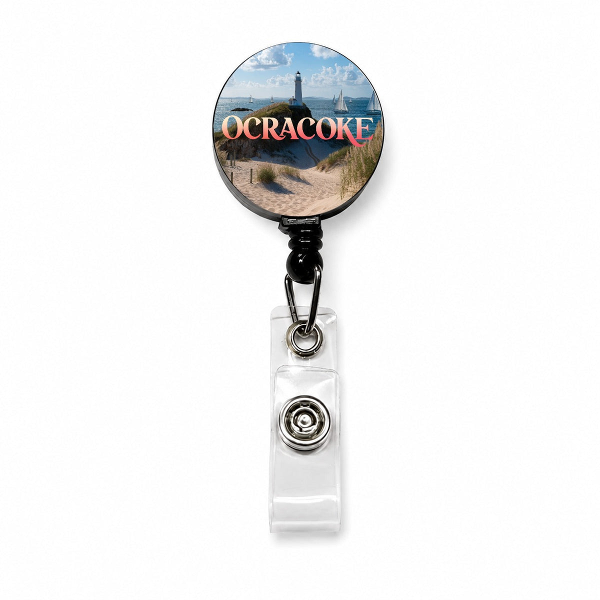 Ocracoke North Carolina Travel Retractable ID Key Card Name Tag Badge Holder with Clip