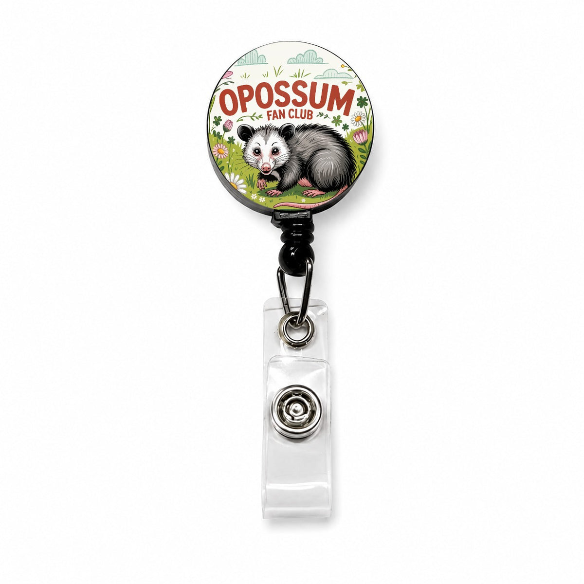 Opossum Fan Club In Flowers Retractable ID Key Card Name Tag Badge Holder with Clip