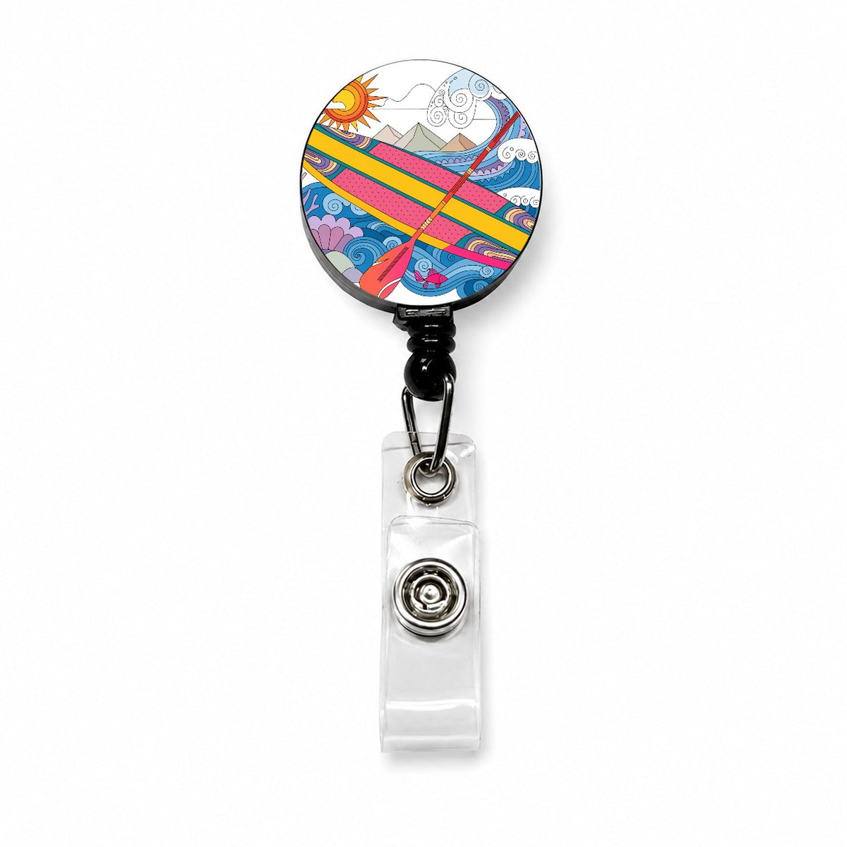 Paddleboarding Lake Sports Fun Retractable ID Key Card Name Tag Badge Holder with Clip