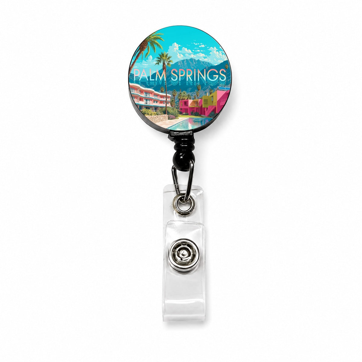 Palm Springs California Travel Retractable ID Key Card Name Tag Badge Holder with Clip